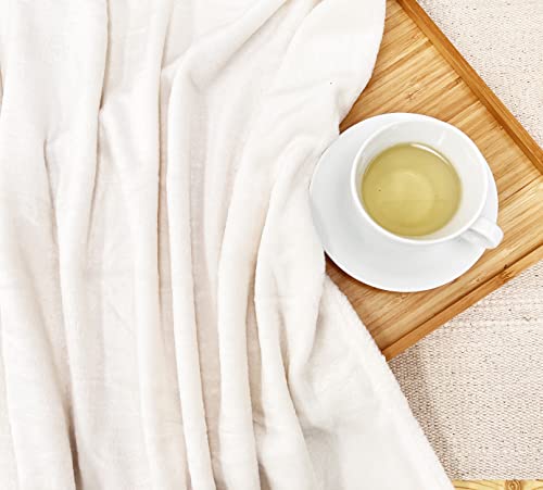 Miniatura 3 de Hte Manta Microfibra Para Cama Sofá Y Sillón, Manta Polar Lisa De Tacto Suave Super Caliente Para Adulto Y Niño,Sin Arrugas Blanco, 220 X 240 Cm