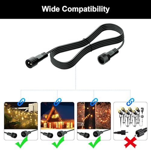 Extension Cable for Outdoor Lights, Gcstnn 10M/33Ft 2 Pin LED Connector IP65 Waterproof Extension Lead Cord for G40 Globe Outdoor Festoon/Icicle/Christmas String Lights - Image 6