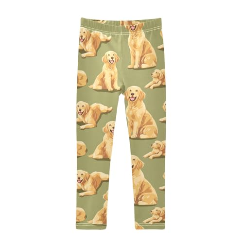 Golden Retriever Girls Leggings,Workout Leggings for Girls Toddler Athletic Leggings Size for 3-10T