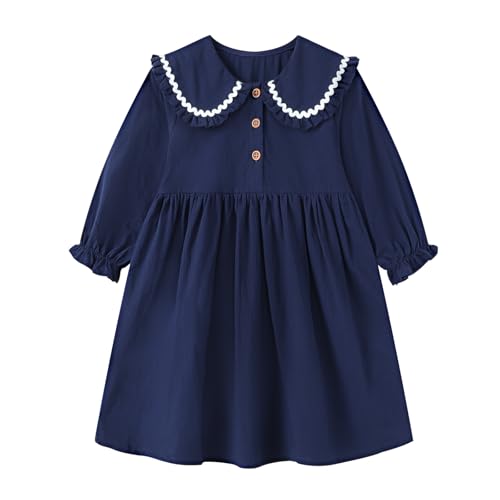 HILEELANG Toddler Girls Long Sleeve Dress Fall Autuman Cotton Casual Floal Jersey Shirt Dresses