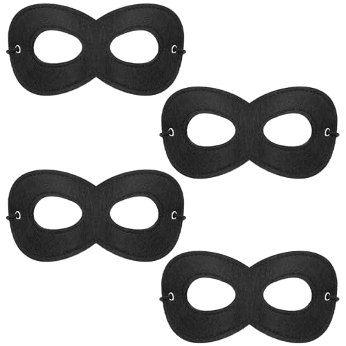 Teaaha - Lot de 4 masques noirs pour les yeux en cuir pour Halloween, déguisement, déguisement de super-héros