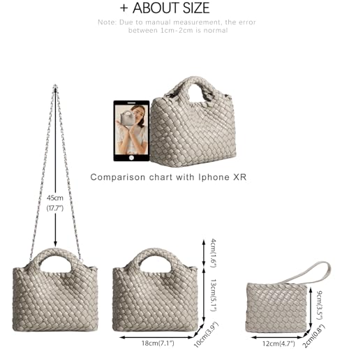 Image of Woven Tote Bag for Women with Coin Purse, Foldable Chain Small Crossbody Handbags, Fashion Shoulder Bag, Hobo Satchel