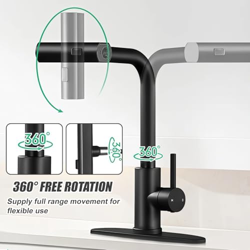 Robinet d'évier cascade extractible avec 3 types de jet