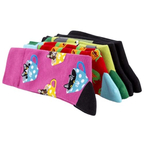 Trendy Combination Socks with Dinosaur, Lemur, and Thumb Dog Design - Mid-Calf Casual Socks for Autumn and Winter3