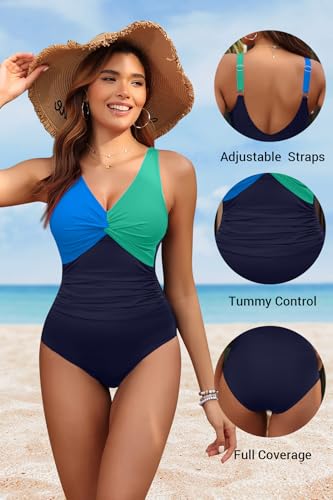 Image of Holipick Women Tummy Control One Piece Swimsuit - Push Up Bathing Suit Full Coverage Slimming Swimwear