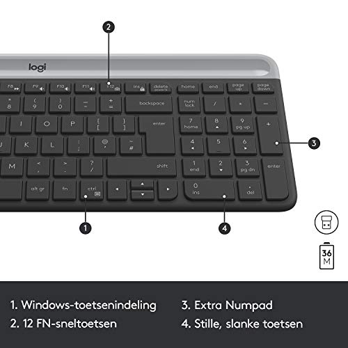 Logitech MK470 Slank Draadloze Toetsenbord en Muis Combi, Laag Profiel, Stille Toetsen, Lange Batterijduur, Plug & Play… - Afbeelding 7