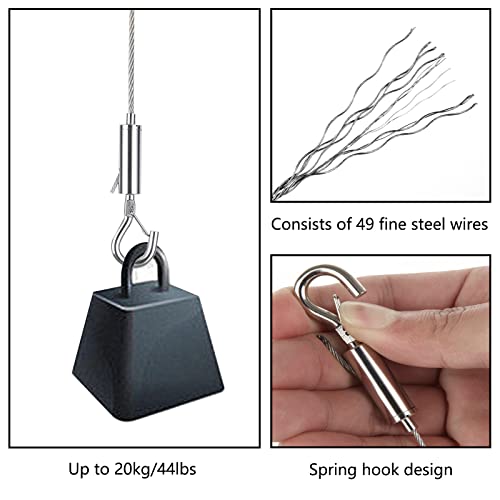 Image of 6PCS Adjustable Picture Hanging Wire，2m x1.5mm Picture Frame Wire with Hook，6.66ft Length 304 Stainless Steel Picture Wire Hanging Kit, 0.05 in Picture Wire for Hanging Pictures and Mirrors