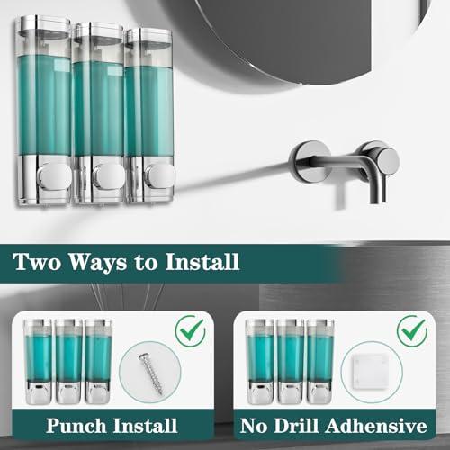 Ribech Soap Dispenser, 3 Chamber 300mL Shampoo and Conditioner Dispenser Pump - Image 4