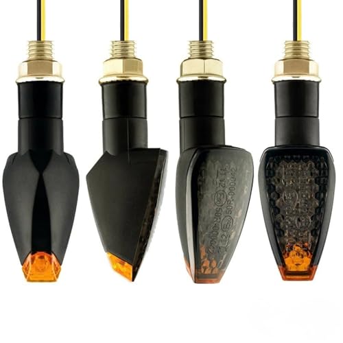 JDM Group 4PCS - Intermitentes Moto Homologados - E Mark E50 - Ajuste Universal - 14 LEDS 12V - Intermitentes Led Motocicleta - Piscas Moto - Señal de Giro - de Alta Resistencia.