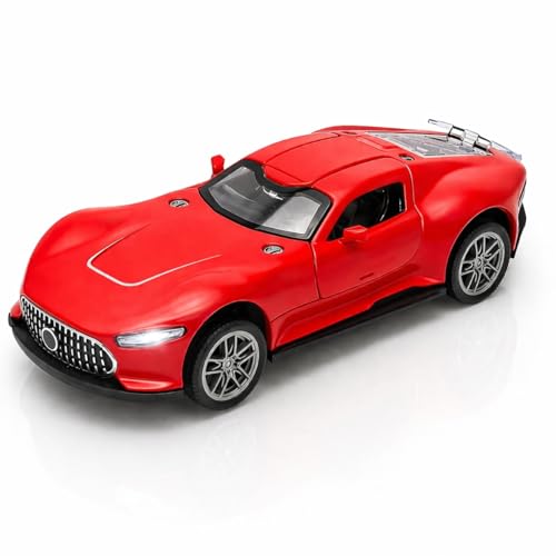 Image of Mercedes Vision GT Die-Cast Toy Car - 1:36 Scale Pull Back Metal Supercar Model with Openable Doors, LED Lights & Music - Alloy Mini Car for Kids, Boys & Collectors【Red】