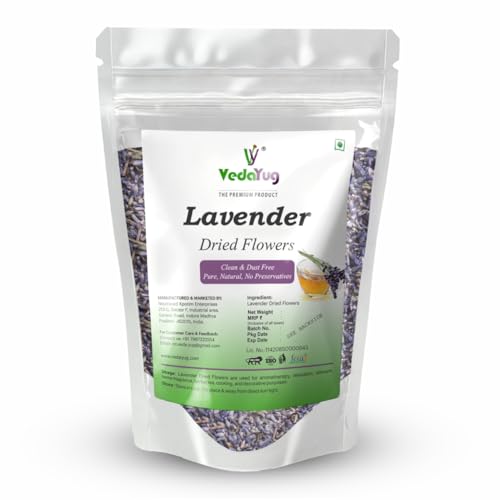 VY VedaYug Lavender Flowers, From France, Dried Fresh Fragrance, For Tea, Baking, Bath - 200 Gram
