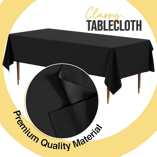 Image of Exquisite Black Rectangle Tablecloth 54 inchx108 inch - 48 Pack