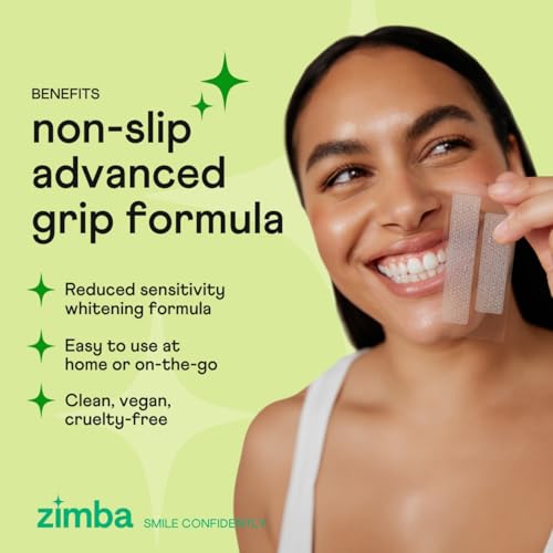 Image of Zimba Coconut Flavored Teeth Whitening Strips | Vegan, Enamel Safe Hydrogen Peroxide Teeth Whitener for Coffee, Wine, Tobacco, and Other Stains | 7 Day Treatment |Coconut