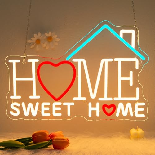 Image of Sweet Home Neon Sign Warm White LED Signs for Living Room Bedroom House New Apartment Wall Decor Welcome Neon Light Up Coffee Office Cozy Home Decor Art Gifts for Newlywed Couples Apartment Renters