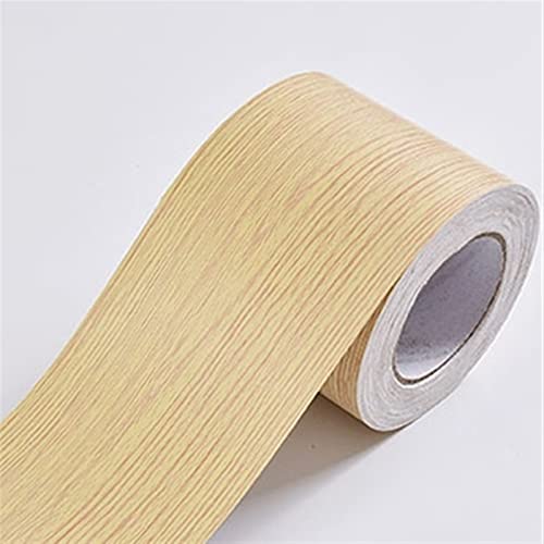 PXAMORTEL Papel Pintado Borde Autoadhesivos, Pegatinas de Pared for zócalos con líneas de Vetas de Madera(Wood Mi,5mx10cm)