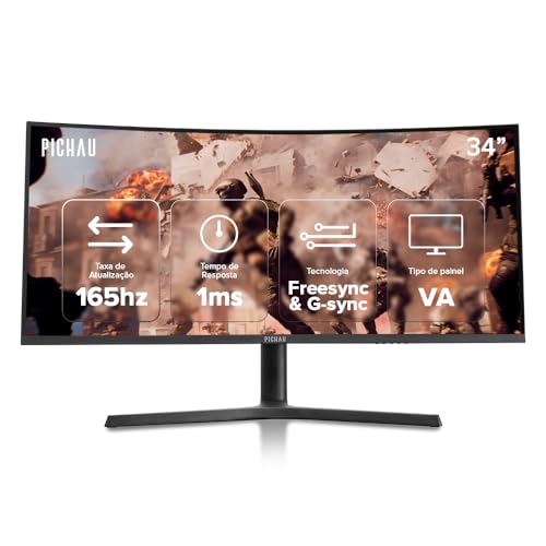 Monitor Gamer Pichau Nexus 34 Neo | 34' Curvo VA Ultrawide WQHD 165Hz 1ms | FreeSync G-Sync | PG-NXS34NEO-BL02