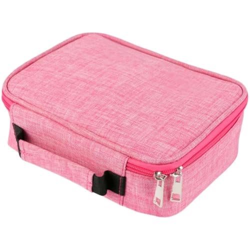 Estojo Escolar, Grande Capacidade, Box Jumbo Com Alça E Elastico Para 72 Canetas Ou Lápis, Feminino Masculino, Organizador Divisórias Zíper (Rosa)