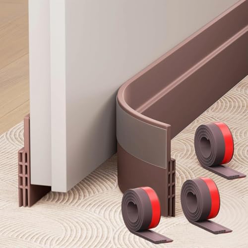Image of Dukaan Door Bottom Sealing Strip 1 Meter - Silicone Rubber Gap Filler | Blocks Cockroaches, Dust, Air & Noise | Self-Adhesive Under Door Seal for Home & Office (3, Brown)