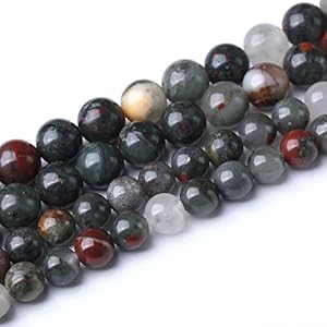 10MM African Bloodstone Round Loose Beads Natural Gem Beads Crystal Energy Stone Beads for Jewelry Making DIY Bracelet Necklace
