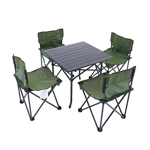 ERSD Aluminum Five-piece Portable Folding Table and Chairs Outdoor Table and Chairs Picnic Table Coffee Table Set Multifunctional Outdoor Folding Chair Beach Chair Portable Fishing Camping Backrest Fo