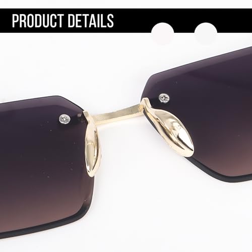 Image of Dervin Rimless Rectanglular Sunglasses For Men and Women | Unisex Frameless Sun Glasses Shades