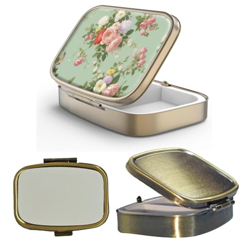 20pcs Sublimation Blank Bronze Pill Box Metal Square 2 Compartment Medicine Pill Case,Portable Pocket or Purse Pill Box Unique Gift for DIY Heat Transfer Print