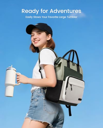 Image of LOVEVOOK Laptop Backpack for Women, 15.6 Inch Travel Backpack for Work College Business, Water Resistant Teacher Nurse Bag with Large Capacity, School Bookbag Bags Cute Daypack for Woman Girls