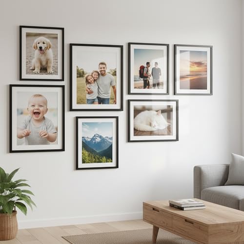 Image of kotart Photo Frame For Wall Decor | Wooden Frames For Wall Decoration | Aesthetic Collage Picture Frames | Rectangular Photo Frame For Home Decor Office | Set of 7