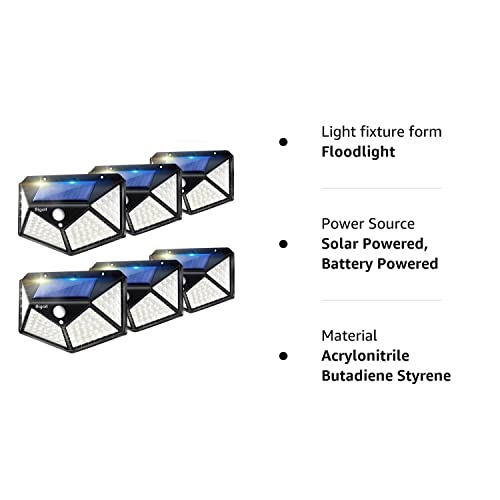 Solar Outdoor Lights 6 Pack, Wall Lights Solar Powered IP65 Waterproof, 100LED/3 Modes 270° Lighting Angle Motion Sensor Security Lights, Bright for Backyard Garden Fence Patio Front Door
