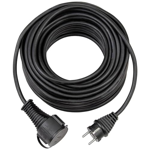 Brennenstuhl Qualitäts-Gummi-Verlängerungskabel 25m (IP44, Kabel für außen) schwarz