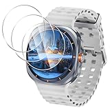 AQXNG 対応 Galaxy Watch Ultra ガラスフィルム 3枚 保護フィルム 2025/2024 モデル 【3枚セット 日本旭硝子製】 Galaxy Watch Ultra 2025 用の フィルム 強化ガラス 液晶保護フィルム カバー 硬度9H 耐衝撃 高感度タッチ 指紋防止 撥油性 疎水性 自動吸着 気泡ゼロ 貼り付け簡単