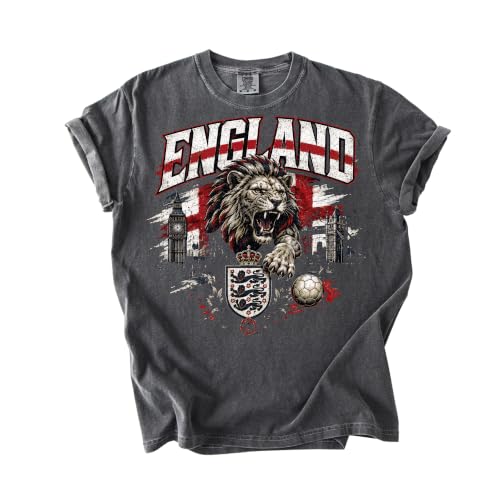 England Soccer Fan Shirt Vintage World 2026 Cup Lion Graphic Tee British Football Supporter T-Shirt Pepper