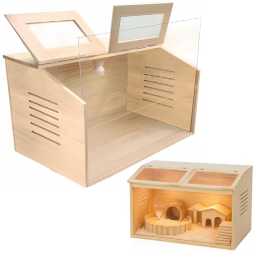 TUIYIDUO 小動物/爬虫類用 ペットケージ 木製 前面アクリル板 通気口付き ウサギ ヘビ カメレオン トカゲ ハリネズミ飼育-ZFH