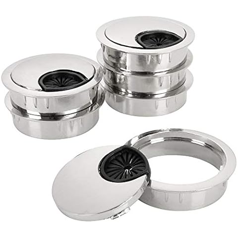 5 Pcs Metal Desk Grommet 2 Inch Zinc Alloy Desk Cable Wire Grommet Cord Wire Hole Cover Outlet Port Tidy Cable Hole Cover Organizers for 2 Inch Mounting Hole Diameter Cover