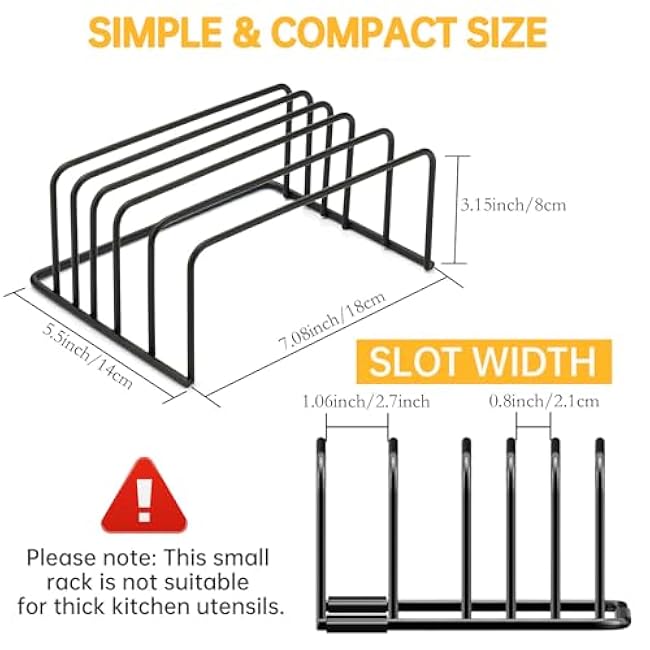 Kitchen Cutting Board Organizer Rack, 5-Slot Storage Holder for Boards, Bakeware, Cookie Sheets (1pc Black)