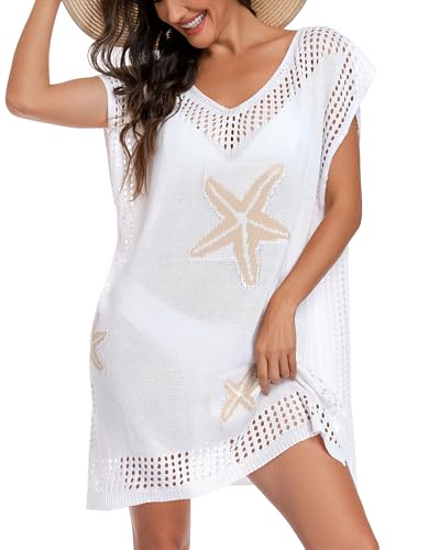 Image of Adisputent Womens Swimsuits Cover Ups Crochet Chiffon Beach Cover Bathing Suit Bikini Wear Coverups Dress