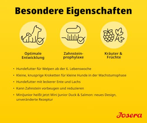 JOSERA Puppy Box Mini Junior Ente & Lachs (6-TLG.) | Premium Trockenfutter | Willkommenspaket für Welpen Kleiner Rassen | Ab der 6. Lebenswoche | Zahnsteinprophylaxe | 1er Pack