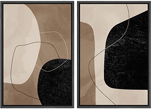 wall26 Framed Canvas Print Wall Art Set Mid-Century Style Brown,