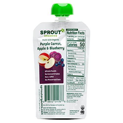Sprout Organic Baby Food, Stage 2 Pouches, Purple Carrot, Apple And Blueberry, 3.5 Oz Purees (Pack Of 12) #TOP29