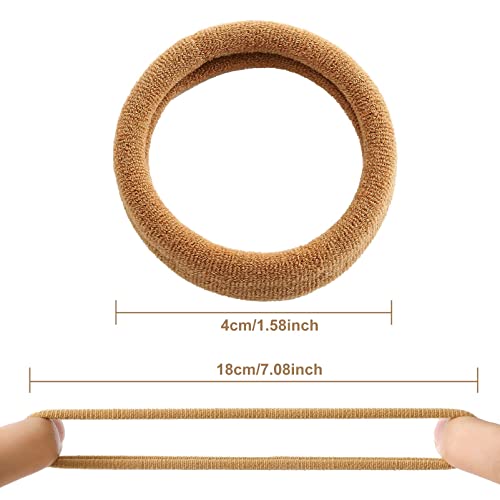 100 Pcs Thick Seamless Hair Ties, Ponytail Holders Hair Accessories No Damage for Thick Hair Christmas Gift(Light Brown Colors)