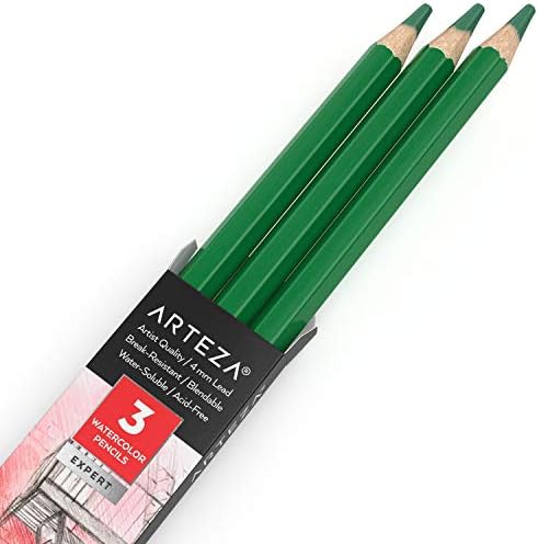 ARTEZA Professional Watercolour Pencils, Pack of 3, A154 Koala Gray, Water-Soluble Pencils for Colouring, Blending, Layering & Watercolour Techniques