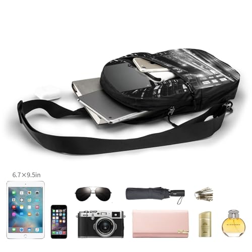 black and white New York Print Men's and Women's Foldable Crossbody Bag,Sports Crossbody Bags,and Daily Chest Bags4