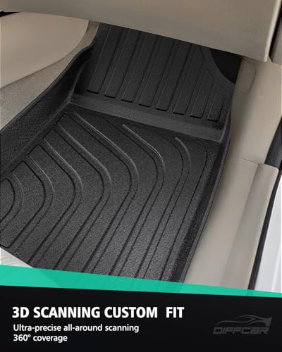 Image of DiffCar for Honda Accord Floor Mats 2008 2009 2010 2011 2012 (Gas Only), All-Weather TPE Car Accessories for 8th Accord Sedan (Not Fit Coupe), Interior Rubber Car Floor Mat & Trunk Liner, Black Rugs