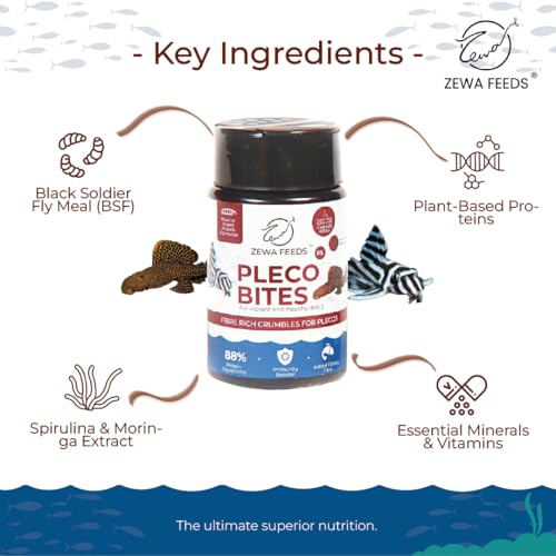 Image of Pleco Fish Feed 45g X 2 | High-Fiber Fish Food for Algae-Eating Bottom Dwellers | 1.2-2 mm Slow Sinking Pellets with Spirulina, Moringa & BSF Protein | Supports Digestion & Immunity