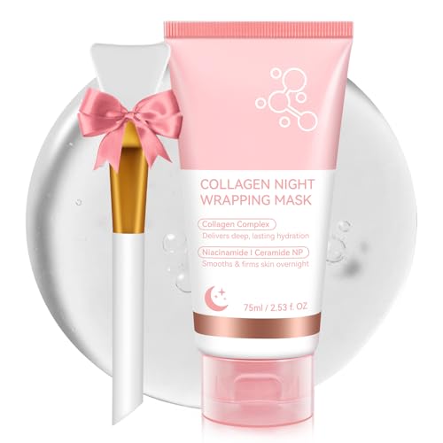 Collagen Night Wrapping Mask with Brush 2.53 fl.oz, Collagen Over...