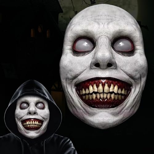 SUFANG Máscara de Halloween de horror, máscaras de sorridente, máscara de látex realista, para Halloween festa de carnaval cosplay