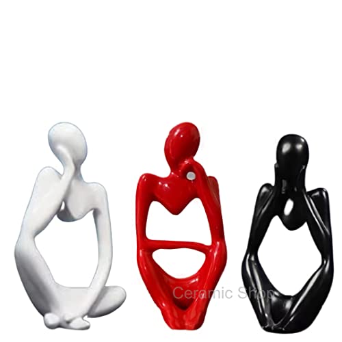 Image of Ceramic Shop Monk (Letter Modern Art Man showpiece(Red Black White Gloss Finish))