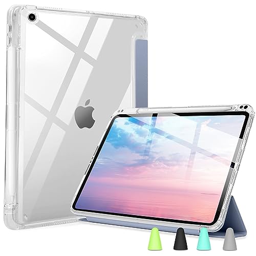 Miieadoo Case for iPad 9/8/7 Gen Case(2021/2020/2019)- Shockproof Cover with Built-in Pencil Holder- Smart Auto Sleep/Wake - Complimentary Four Pen Caps- Perfect for Students at Home/School-Purple