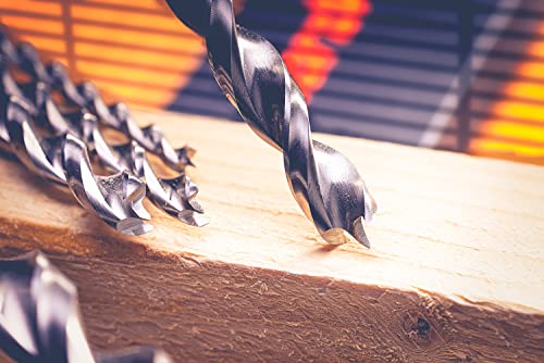 Nordwolf 5-Piece Hss Brad Point Wood Drill Bit Set For Hard & Laminated Wood, With 1/4" Hex Shank For Quick Chucks & Impact Drivers, Sae Sizes 3/16"-1/4"-5/16"-3/8"-1/2" #TOP6