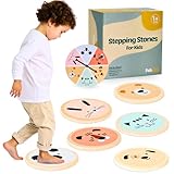 PEBUMI Balance Stepping Stones for Kids – Set of 6 Durable Non-Slip Toddler Balance Toys to Support Coordination and Gross Motor Skills | Indoor/Outdoor Sensory Toys | Toddler Obstacle Course 1–3, 3–5